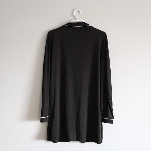 Born Sleepwear Black XL Buttoned Lounge Wear Pj Midi Dress Shirt - Picture 2 of 11